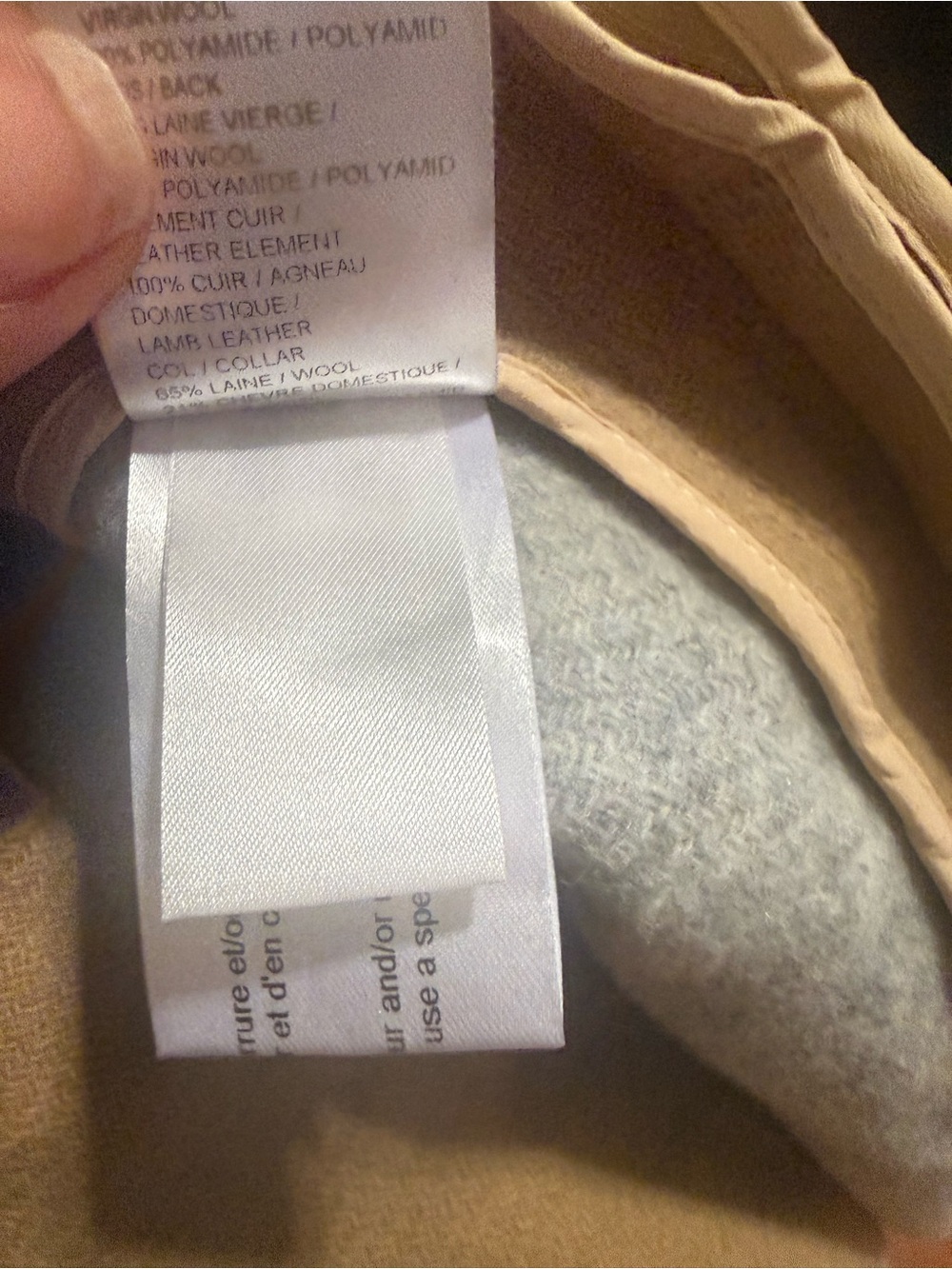 CHLOE women’s Tan Cape Jacket with Navy Trim - Picture 11 of 12